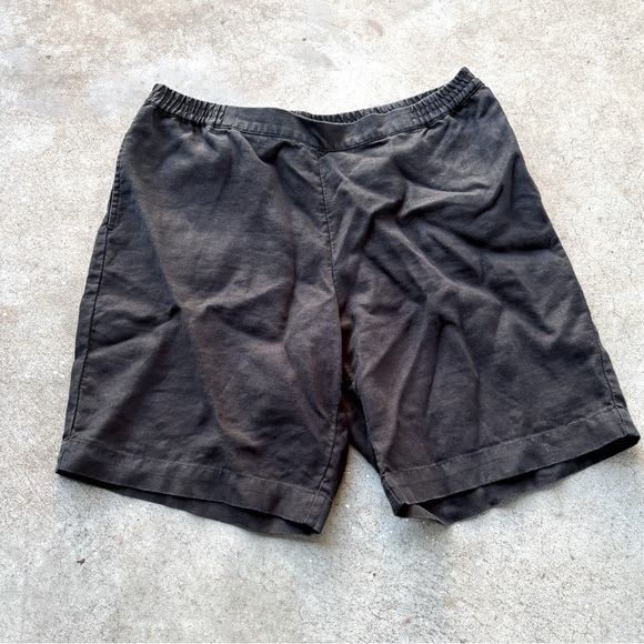 J.JILL Linen Shorts Black Pockets Elastic Waist Medium Petite - Picture 1 of 7